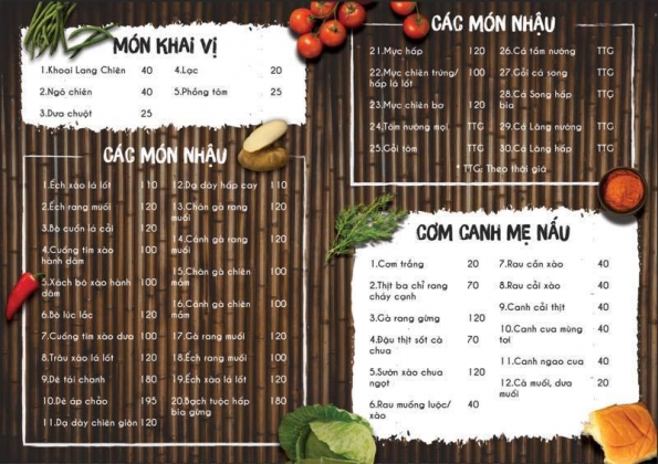 Khám phá menu Đặc sắc của các nhà hàng Đồng quê tại việt nam